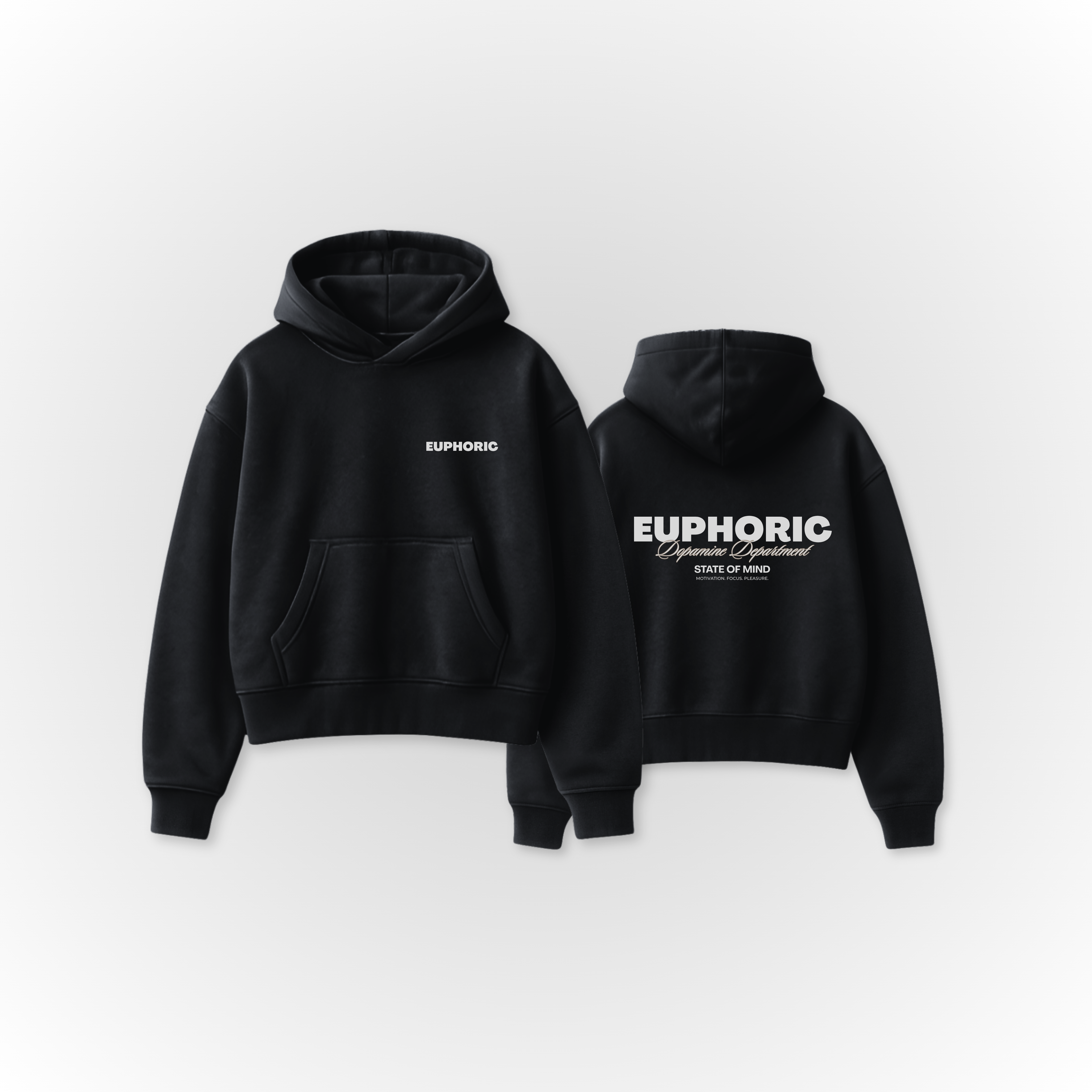 EUPHORIC ESSENTIAL HOODIE (JET BLACK)