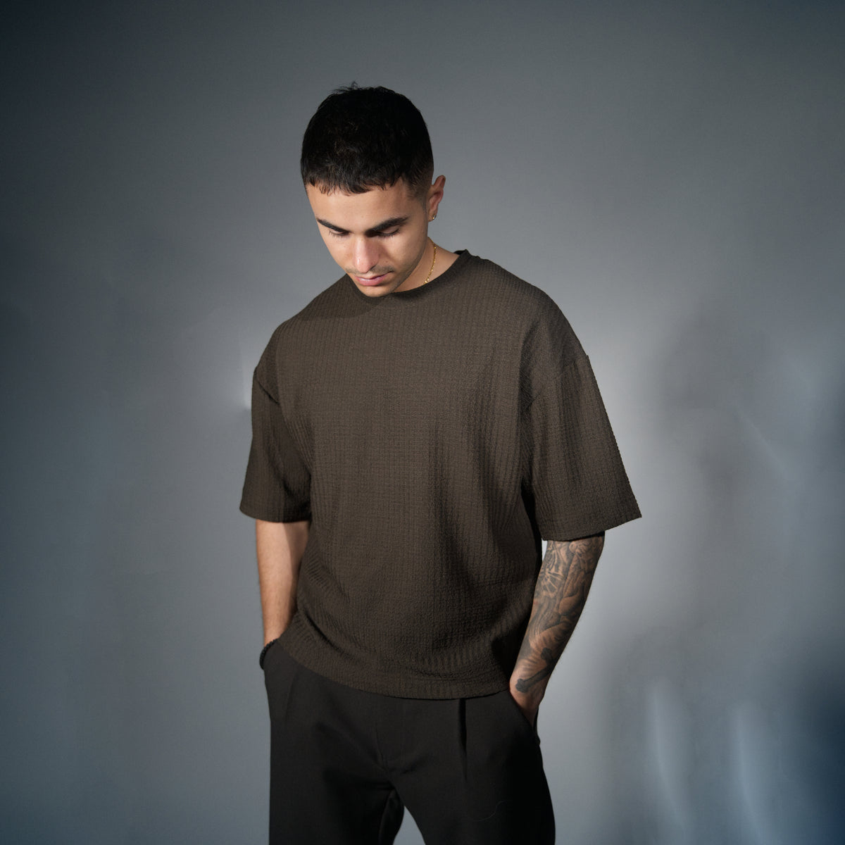 EUPHORIC TEXTURED T-SHIRT (ESPRESSO) - PREORDER