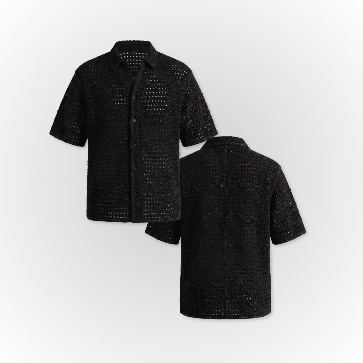 EUPHORIC CROCHET BUTTON SHIRT (BLACK) - PREORDER