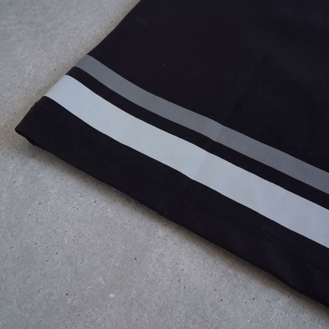 euphoric black relaxed button shirt bottom stripes close up