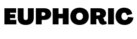 Black 'EUPHORIC' text on the front of the website page.